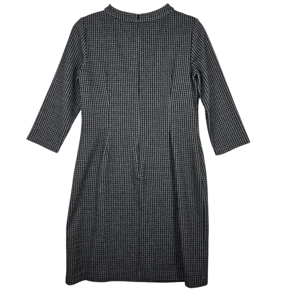 Boden Opal Jersey Dress Women 8P Petite Jacquard Houndstooth Mod Shift Mock Neck - Picture 7 of 12